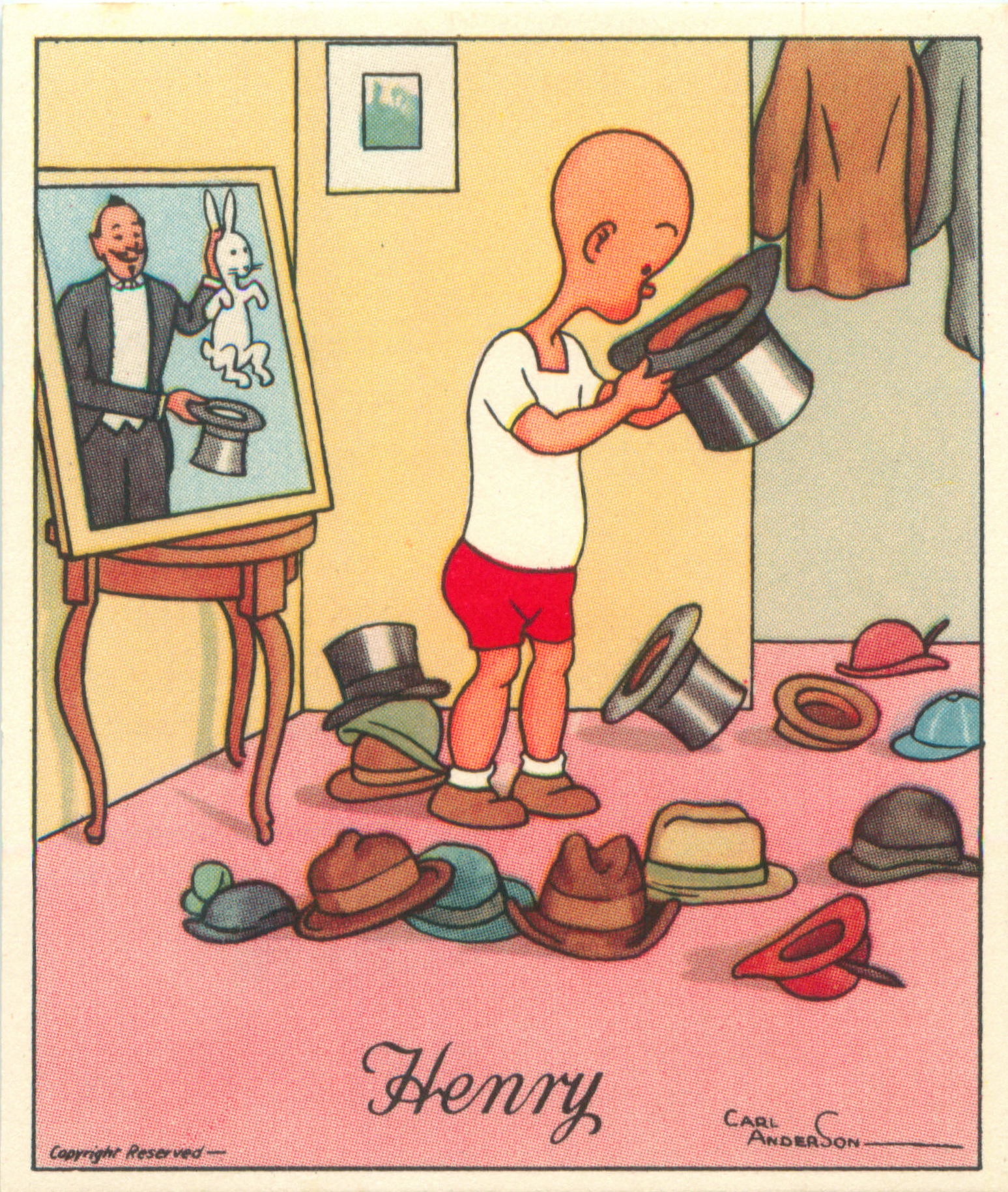 an image of a person putting the hat on a room floor