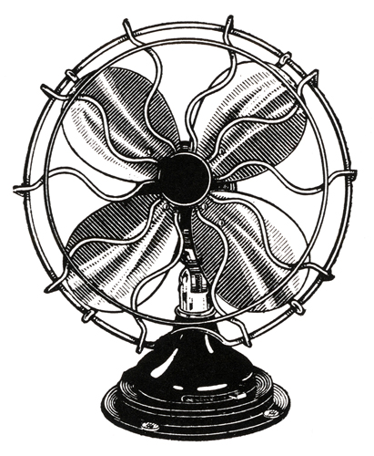 an old style fan sitting on a table