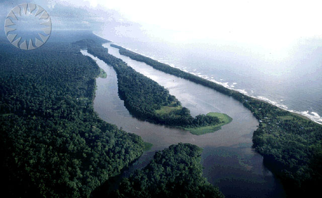 a waterway surrounded by land in the middle of a river