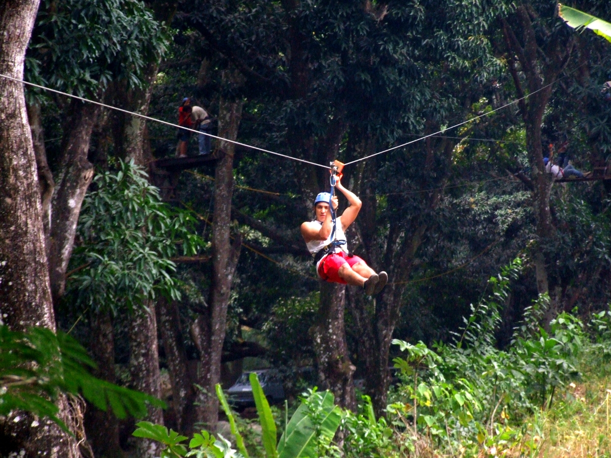 a woman in tight shorts zipping through the forest