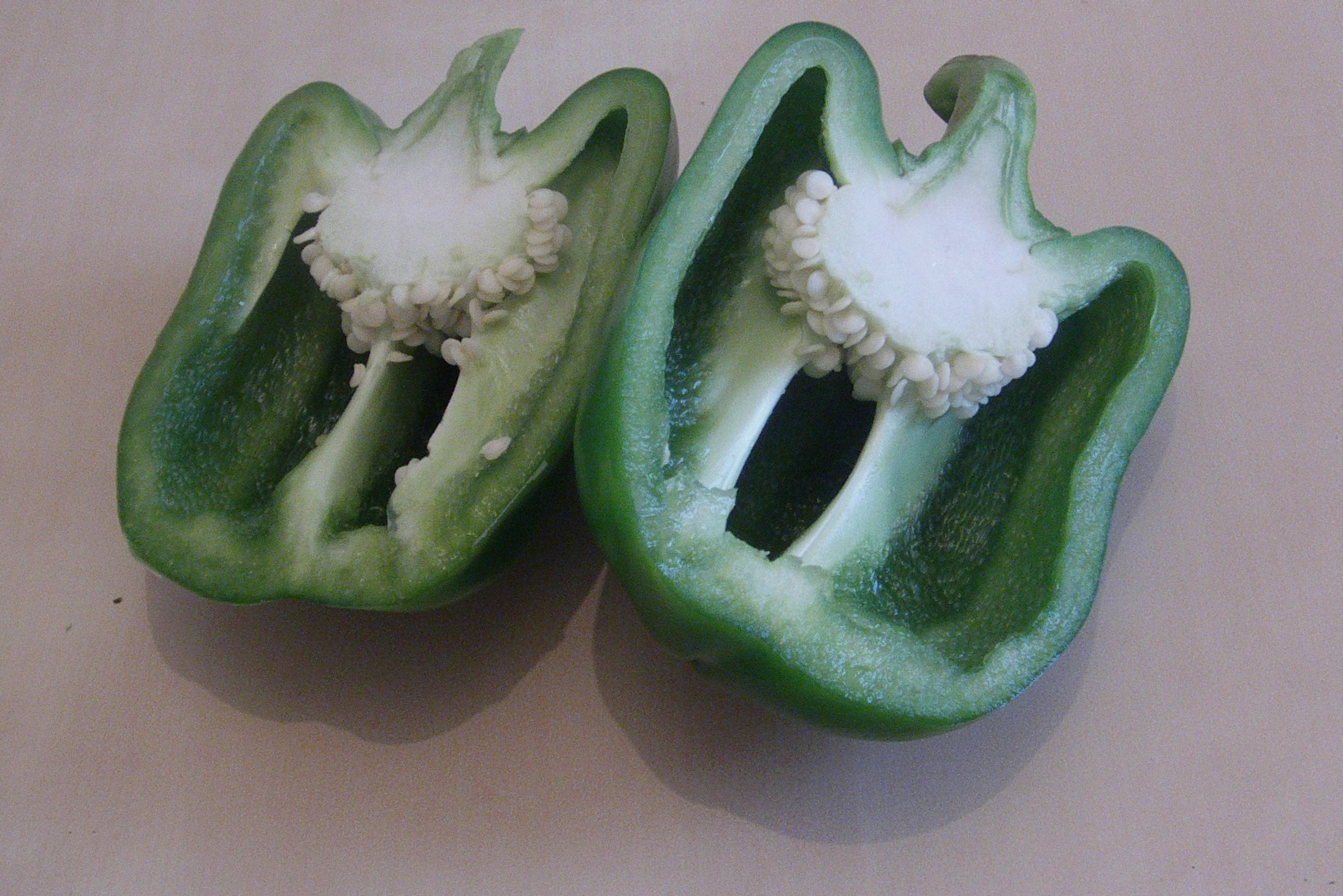 some green and white peppers cut into pieces