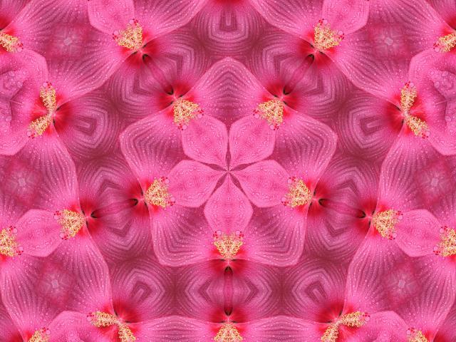 a large abstract pattern with pink and yellow colors