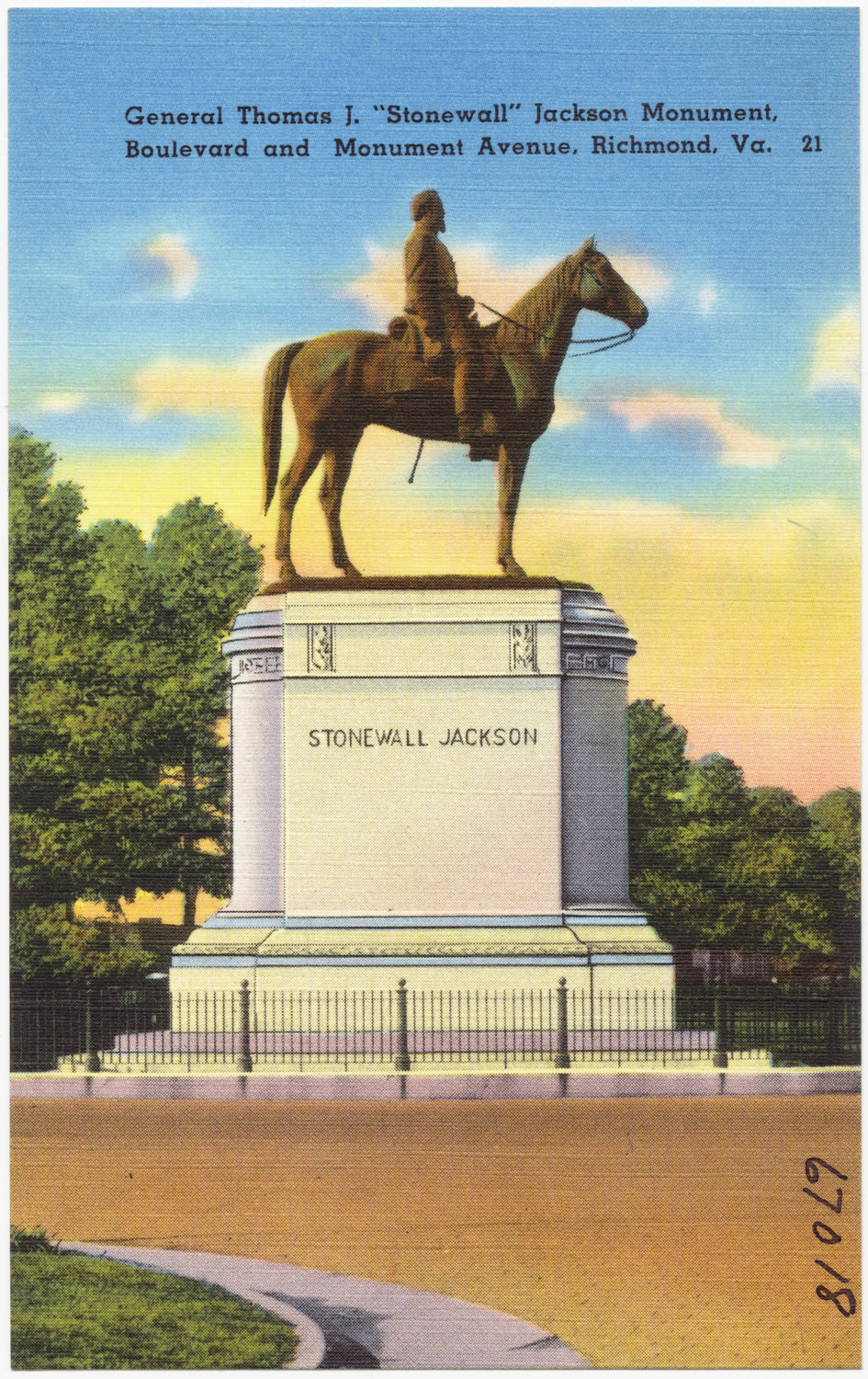 an image of a postcard with a statue of a horse and rider