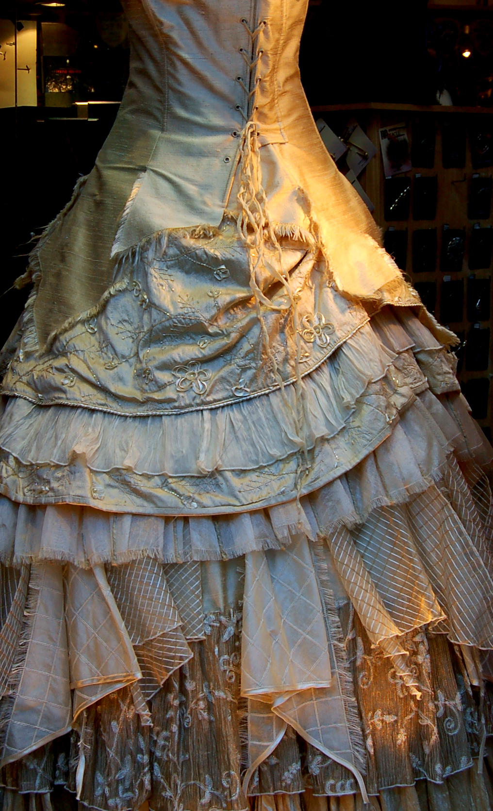 dress made of old sheet music for dolls