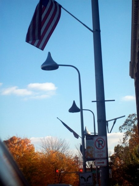 a flag hangs on the side of a pole