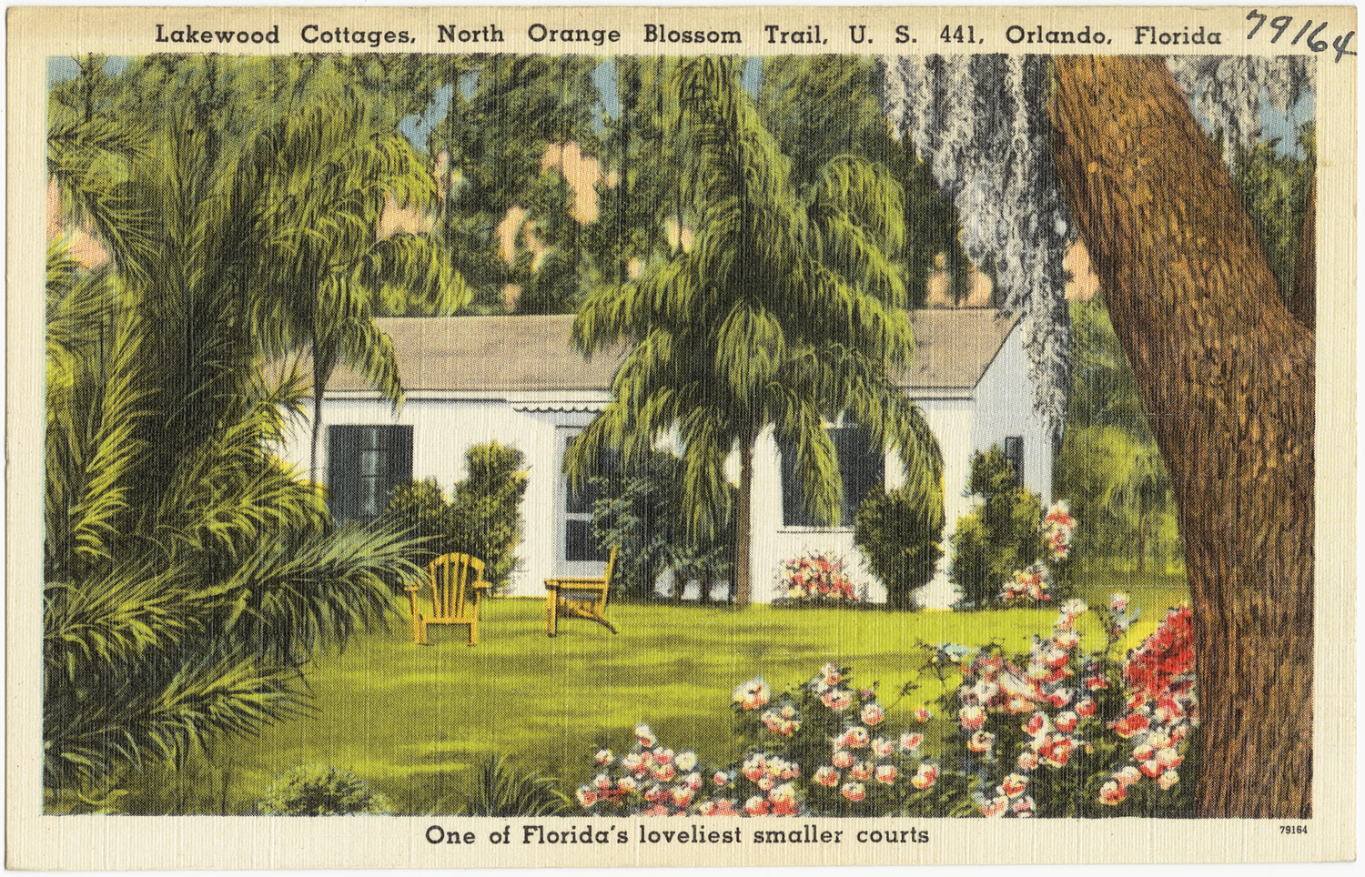 this is an old vintage postcard that shows a home with trees in the yard