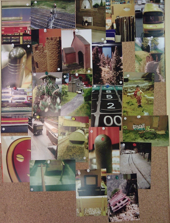 collage of various pictures and words with various pictures hanging up