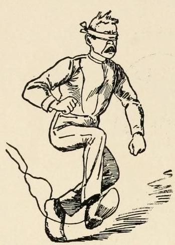 an old picture of a man running on a trail