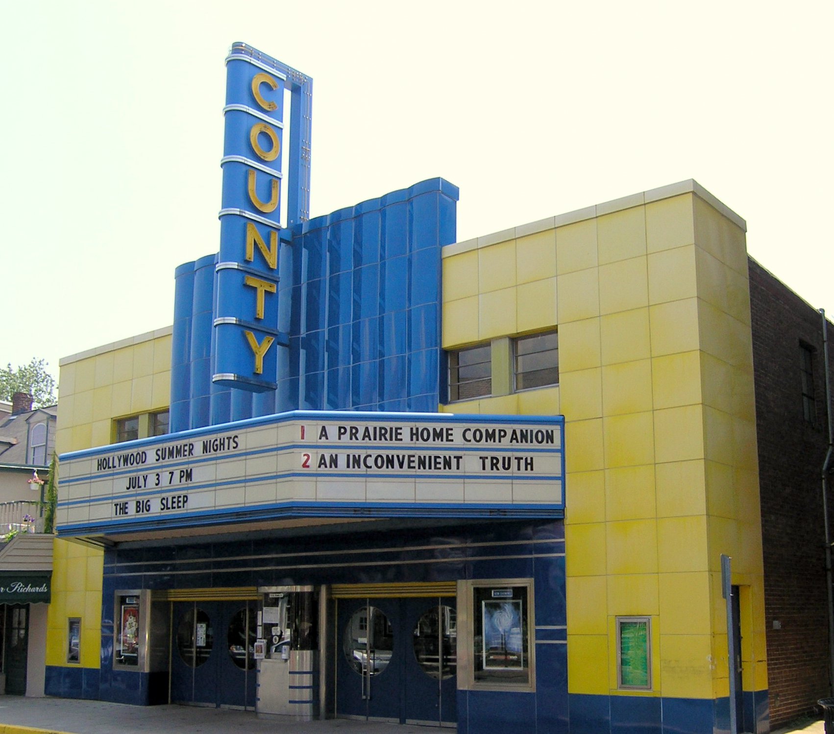 the entrance to a theater called colony