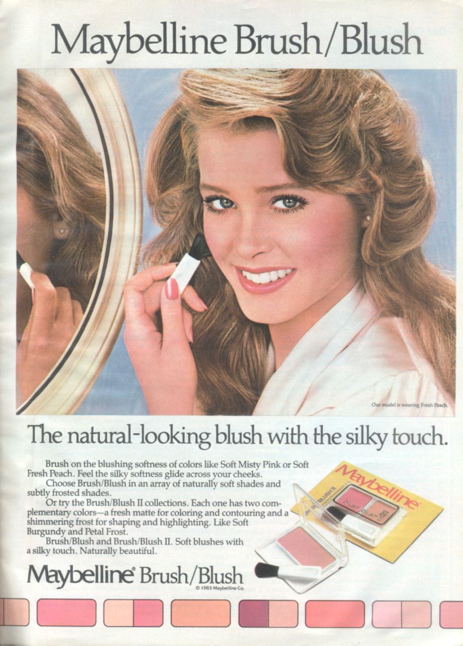 an advertit for maybelline brush / blush with a woman brushing her hair
