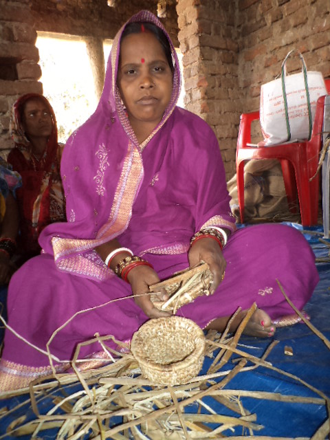 an indian woman in purple sitting in a room