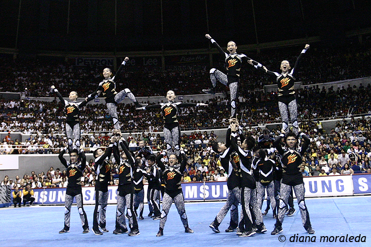 this is a group of cheerleaders doing an aerial trick