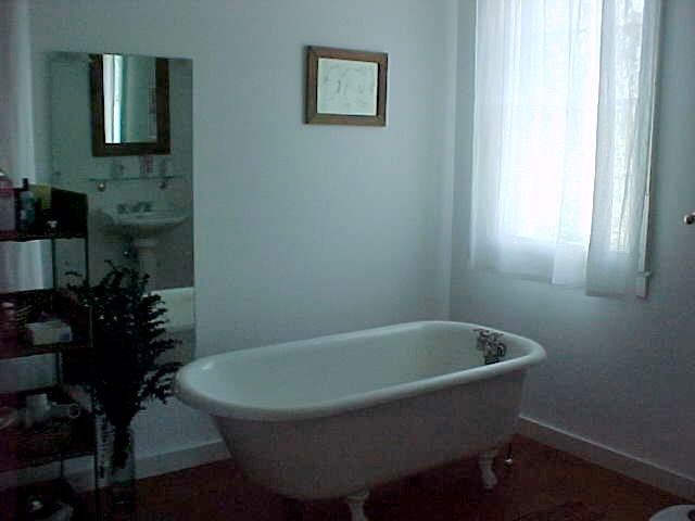 the bathtub is white in color