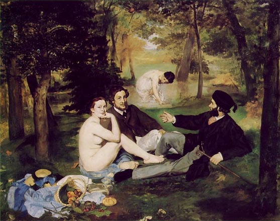 two women and two men in a painting