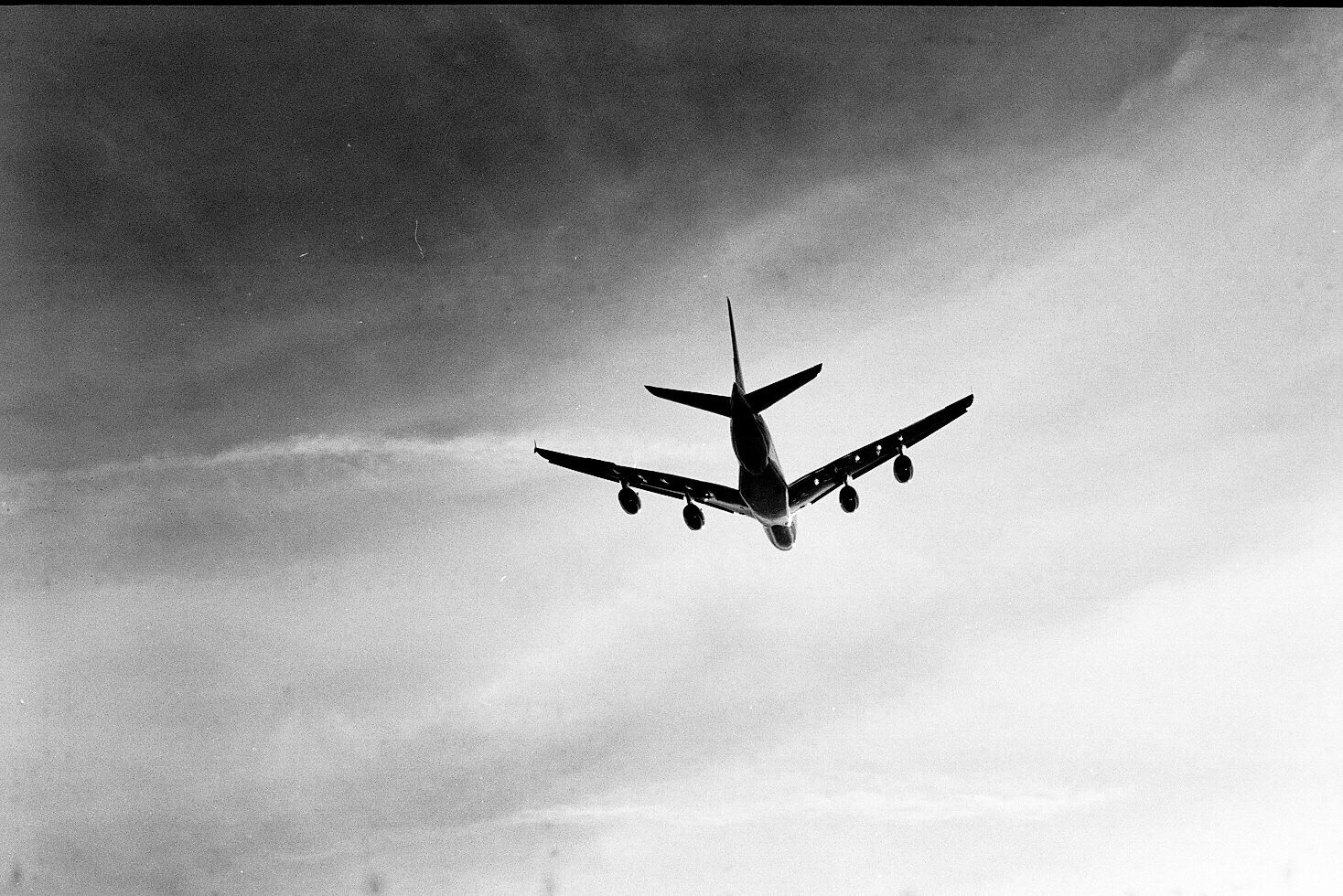 the large airplane has two engines on it's wings