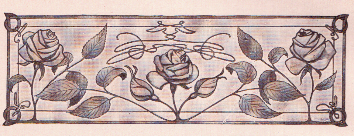 a drawing of roses with leaves on the stems