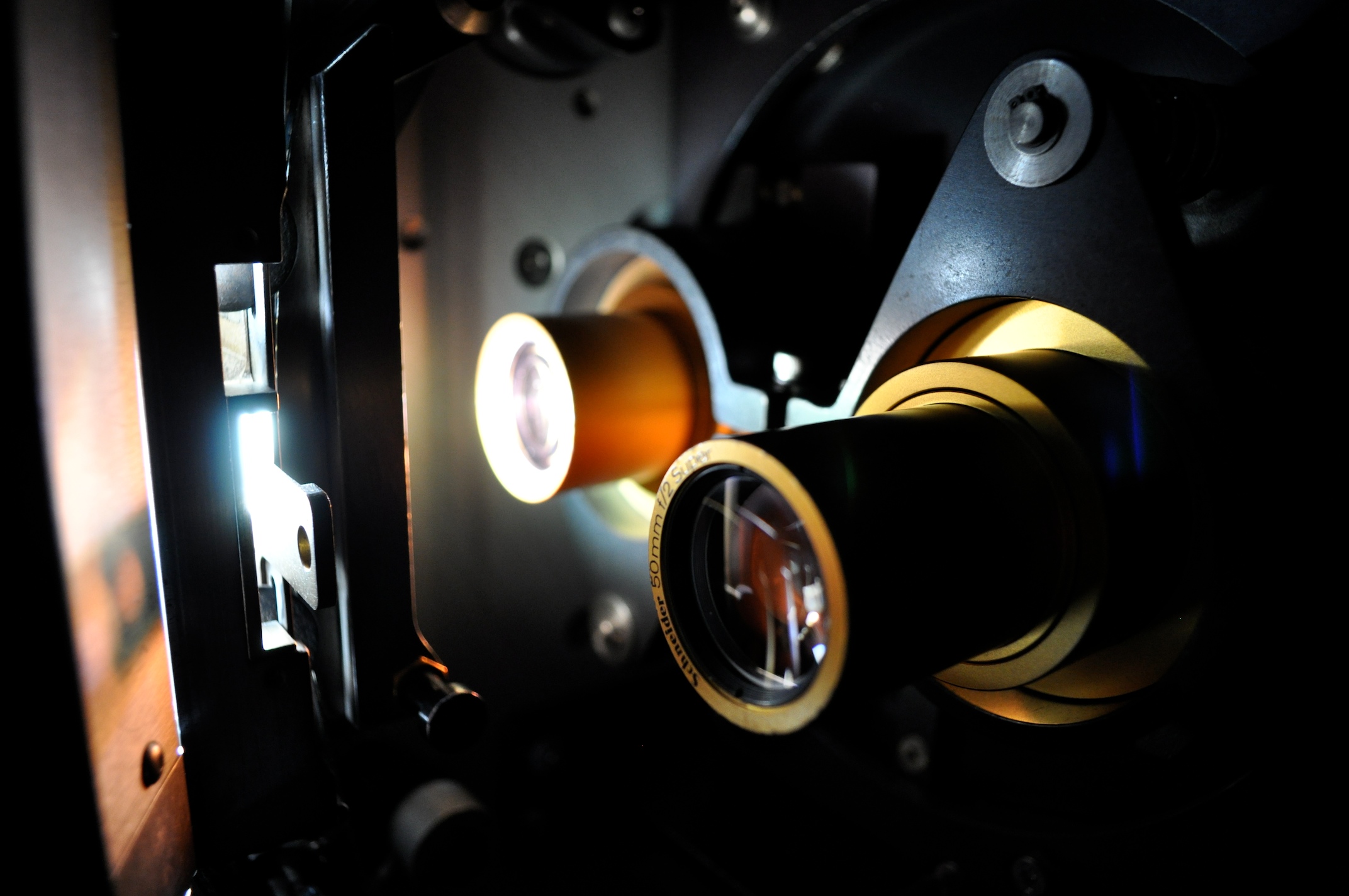 a close - up of the lens of a film projector