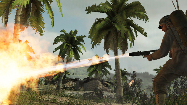an image of an action game with fire and soldiers