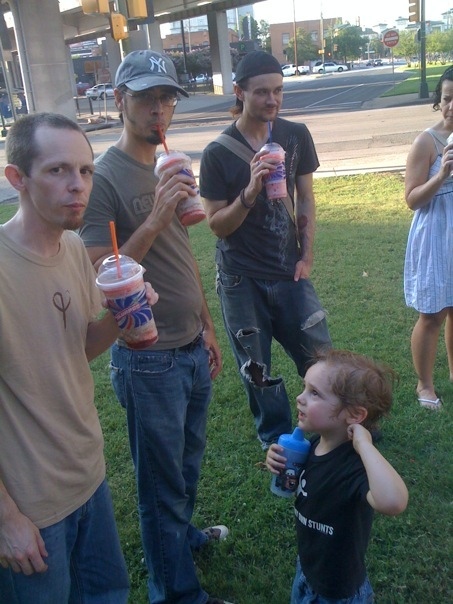 a group of people who are standing together