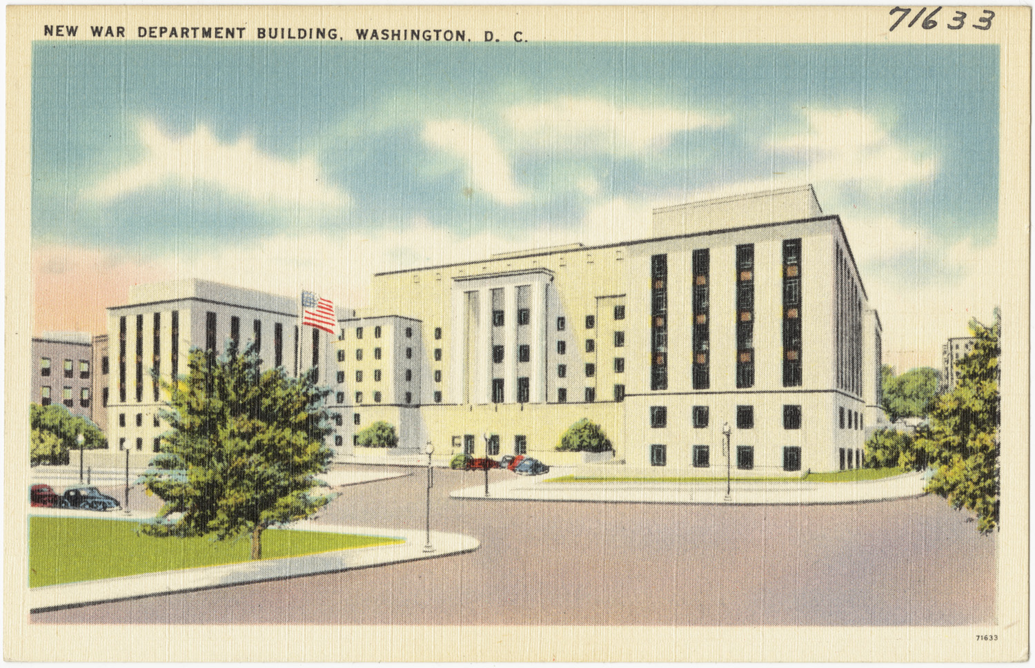 an old postcard of several old white buildings