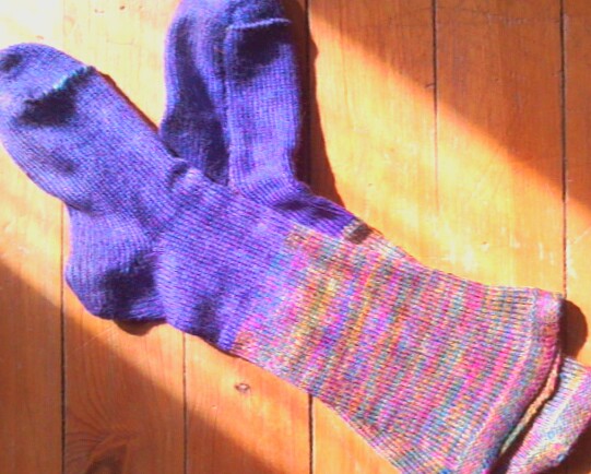 a sock sits on a wooden floor in front of the sun