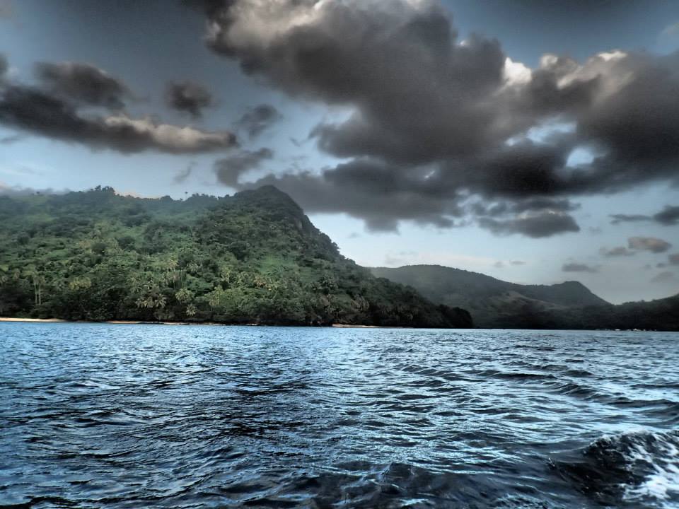 this picture of a cloudy tropical scene is extremely overcast