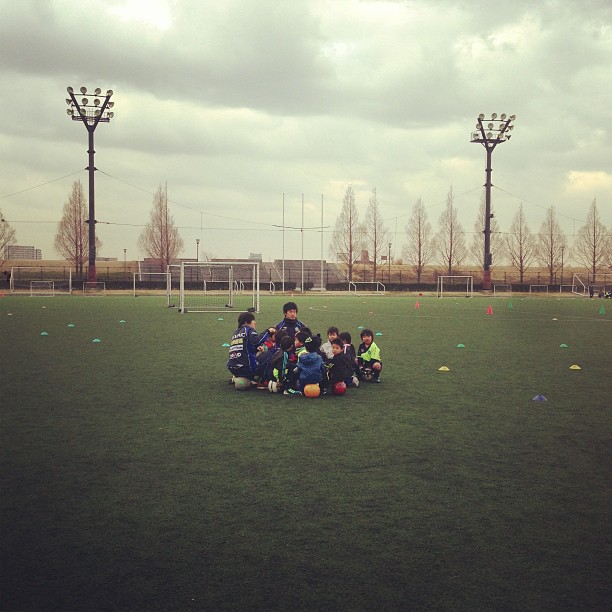 s sitting on top of a soccer field