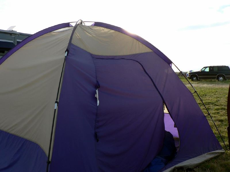 this is a tent set up near a road