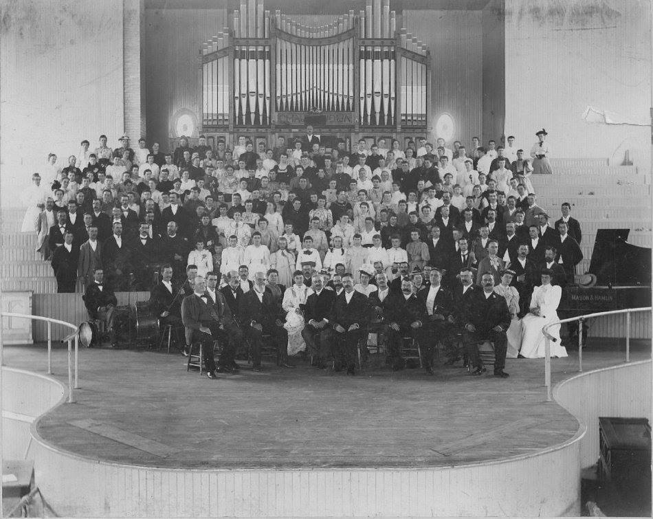 group po in front of organ taken from stage