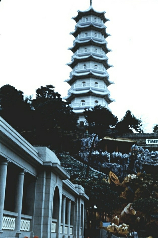 tall tower standing in the middle of a city with a lot of trees around it