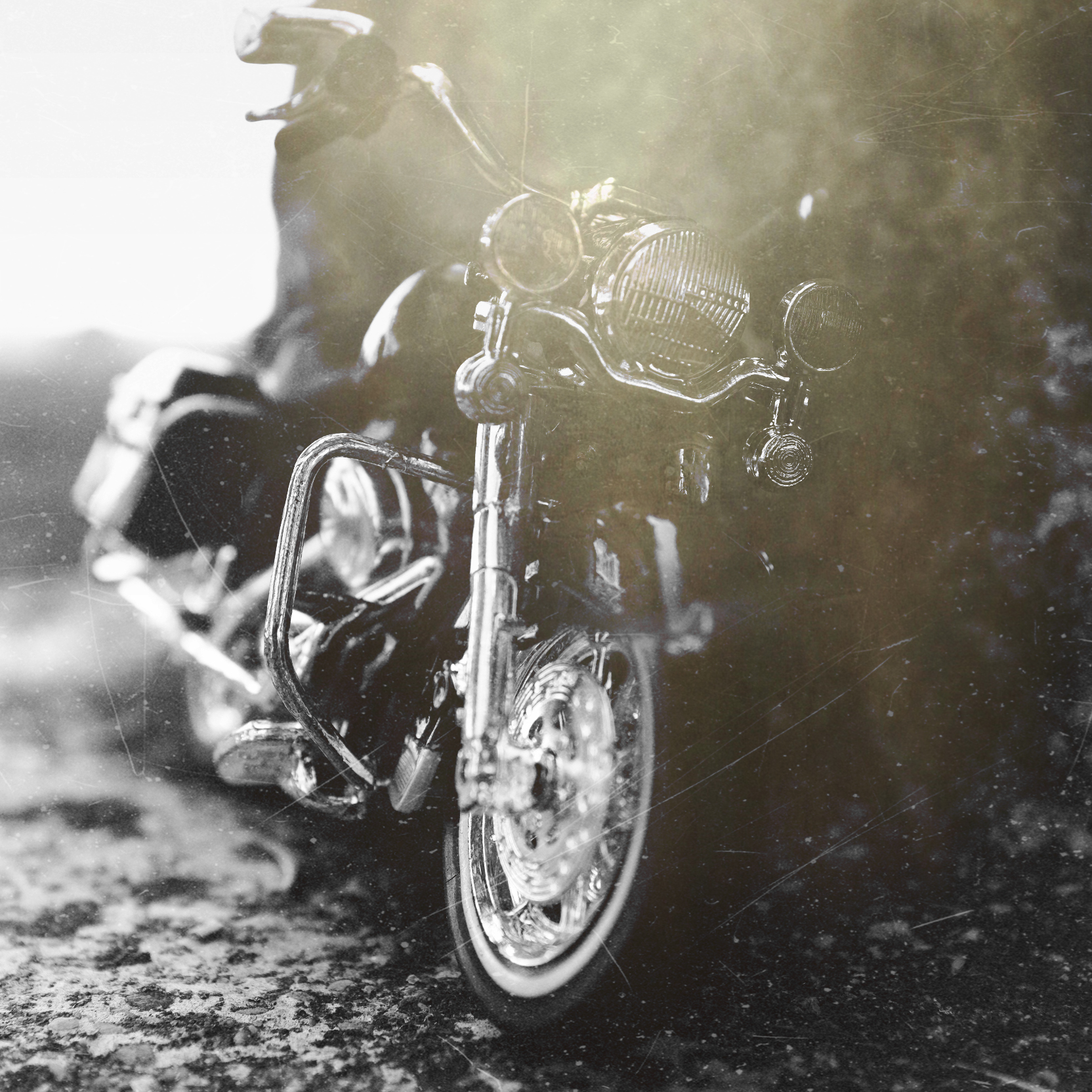 an artistic image of a parked motorcycle