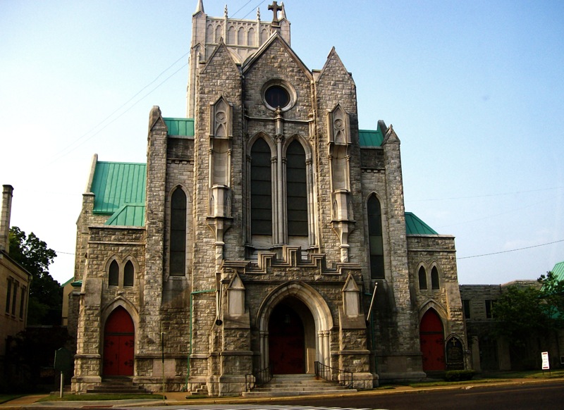 a large, stone church with many windows