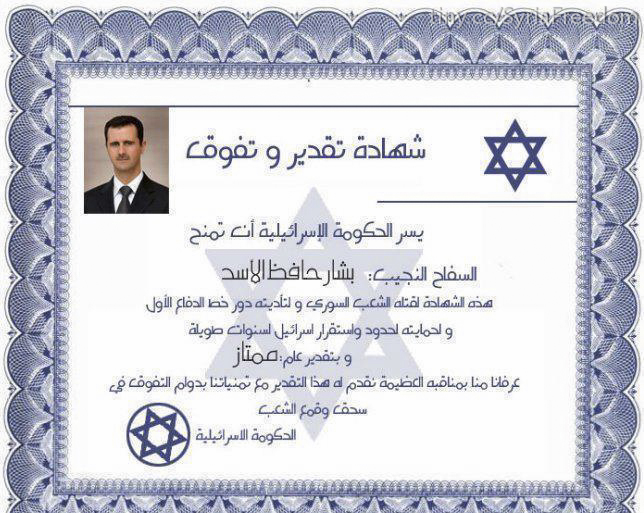 certificate issued to the president of israel