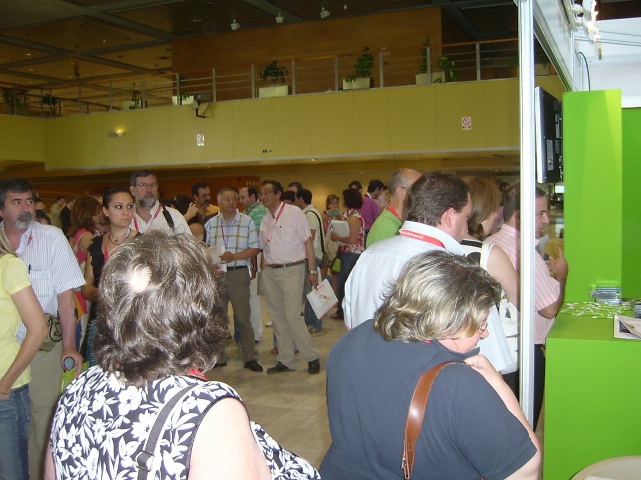 a group of people standing in a room