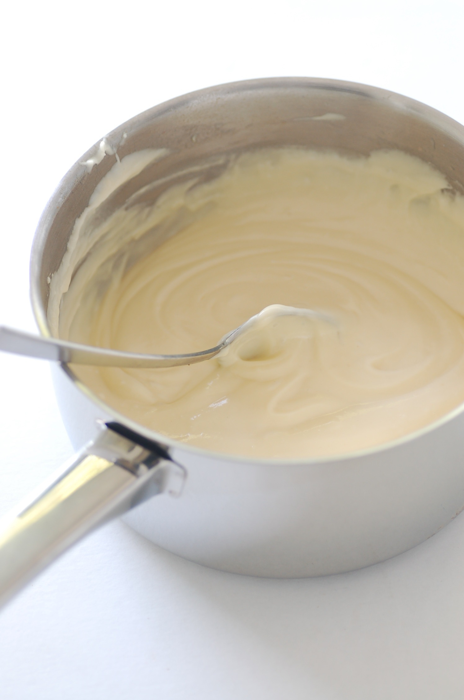 the sauce is made from cream and ready to be eaten
