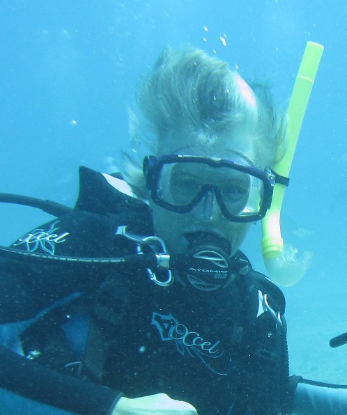 a person is in the water with scuba gear