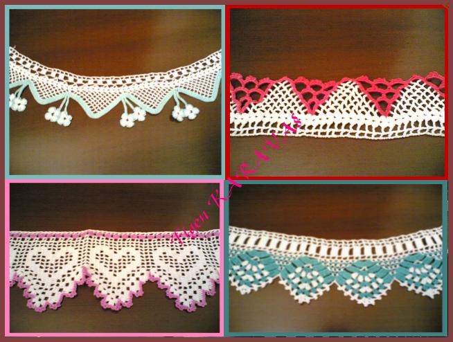 crochet lace, various designs
