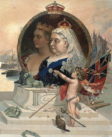 a painting with two woman standing near each other
