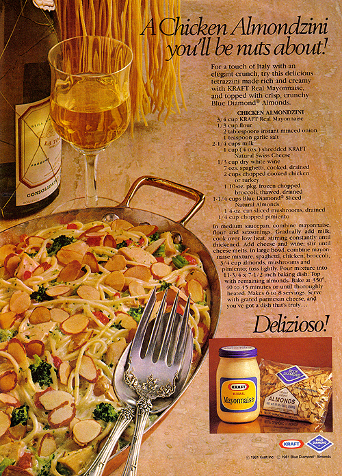 an advertise showing the food being served in the dish