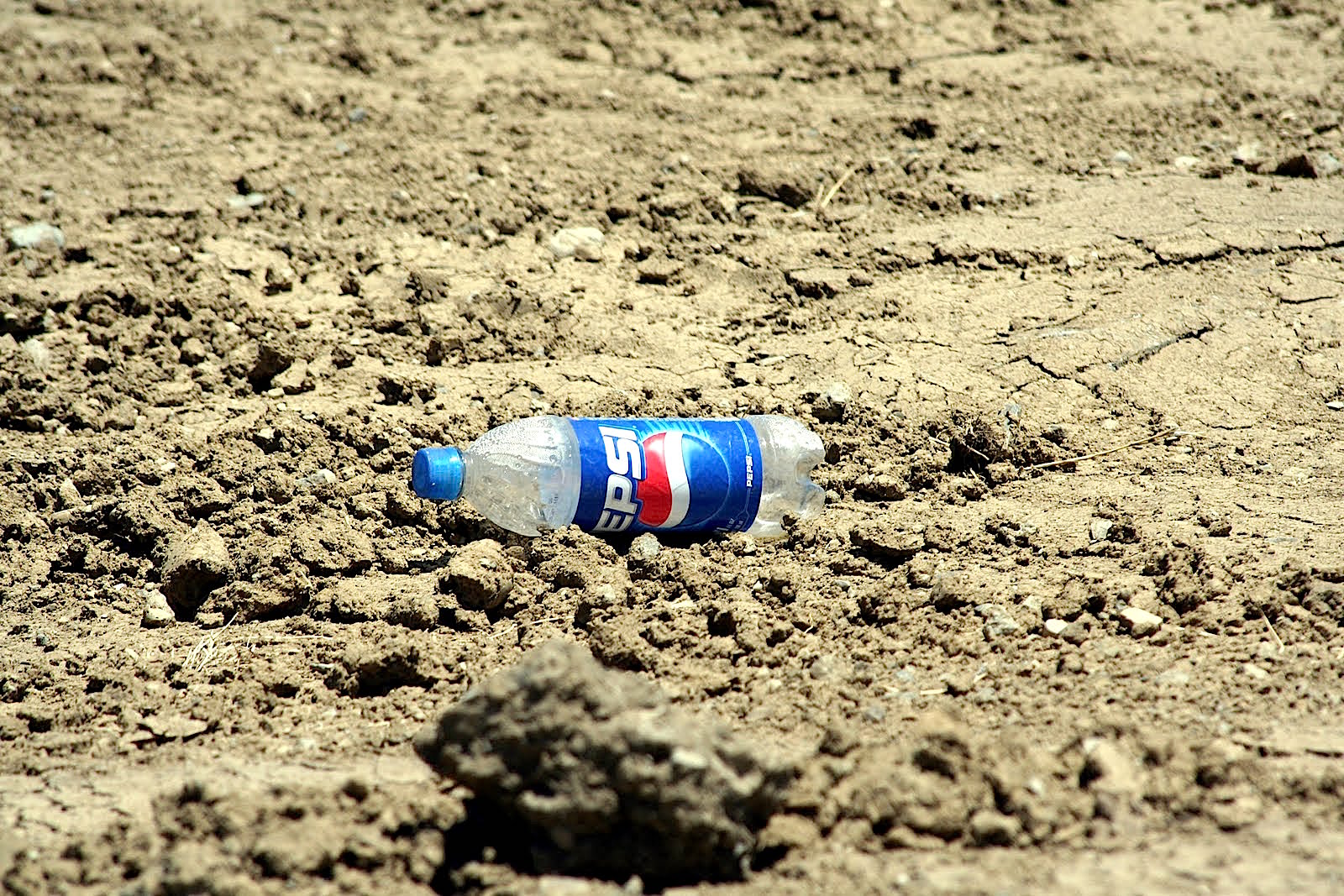 an empty soda can is sitting on the ground