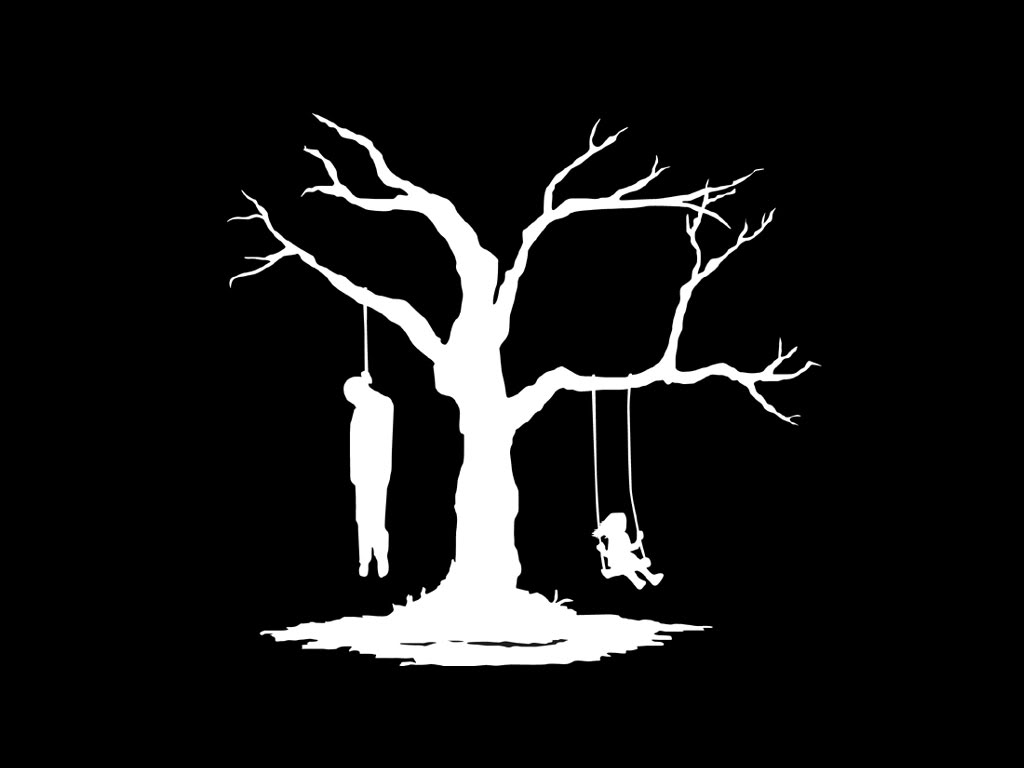 a white tree silhouetted against a black background