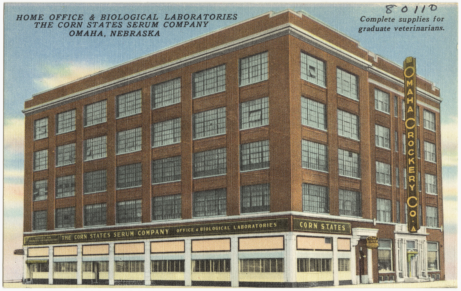 a vintage postcard from the early 20th century depicts a large brick building with windows
