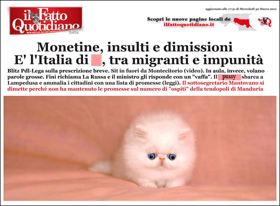 the front page of an italian newspaper