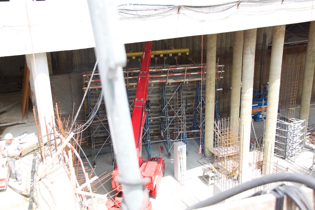 the floor is being worked on with cranes