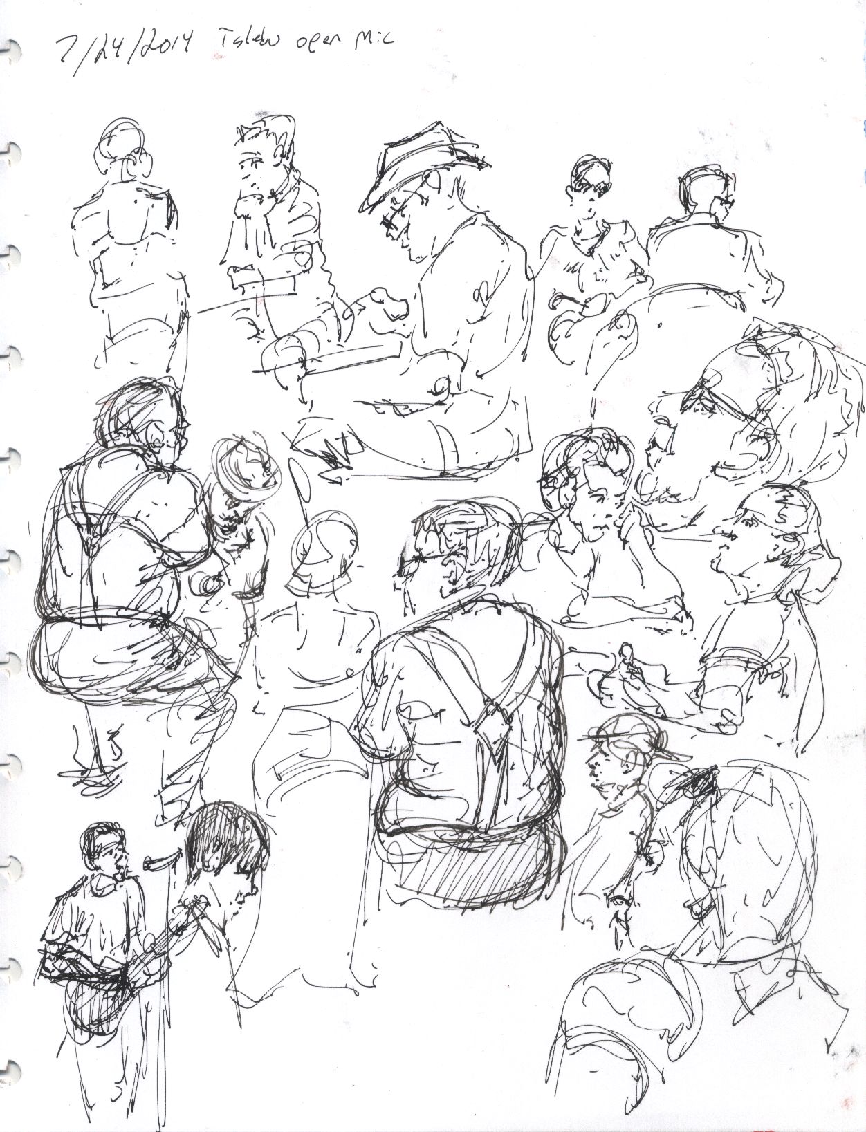 a handwritten sketch shows people seated around a group