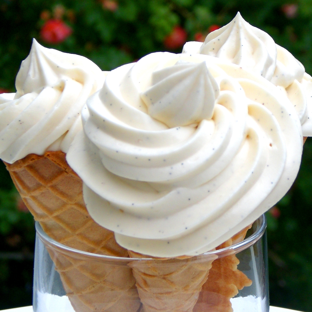 a close up of an ice cream cone in a glass