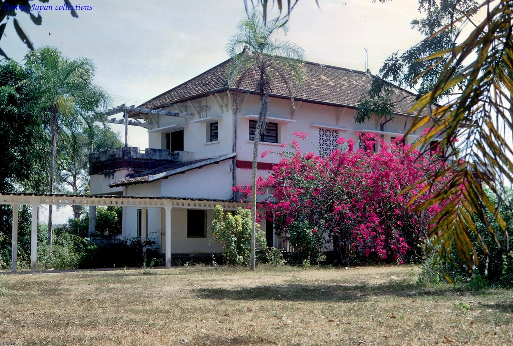 a house is pictured with purple flowers in the front yard