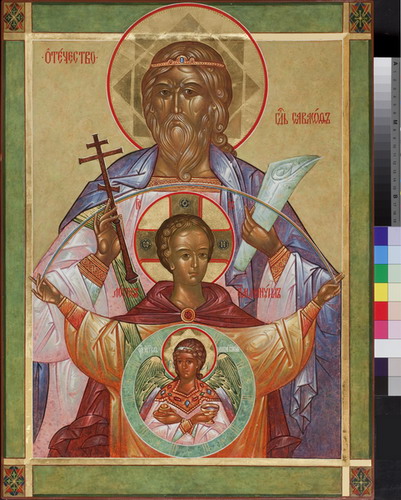 the icon of st nicholas, and st sebastian with an angel