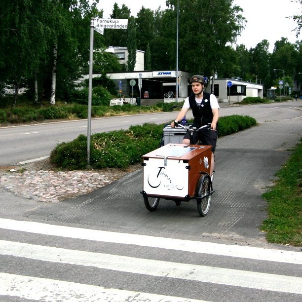 a man on a bike on the street