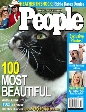 the cover of people magazine showing the cover of a black cat with its mouth open